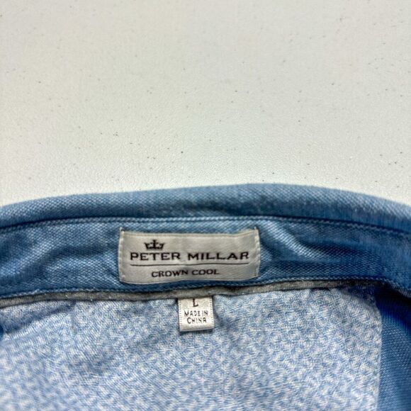 PETER MILLAR Shirt Men Large Blue Crown Cool Golf Polo Golfer Rugby Casual - Picture 7 of 12